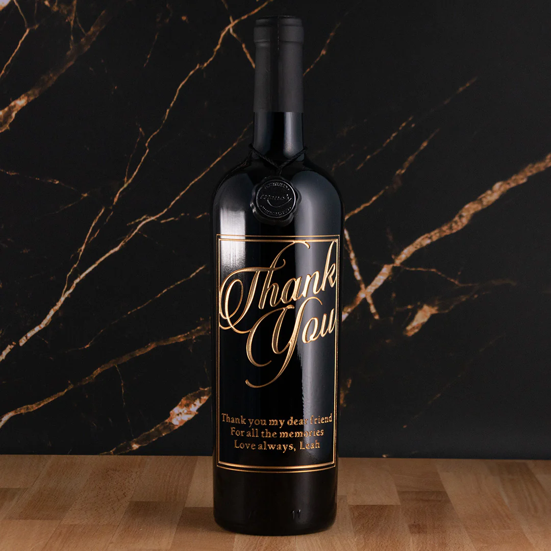 Thank You Script Custom Etched Wine - Image 2