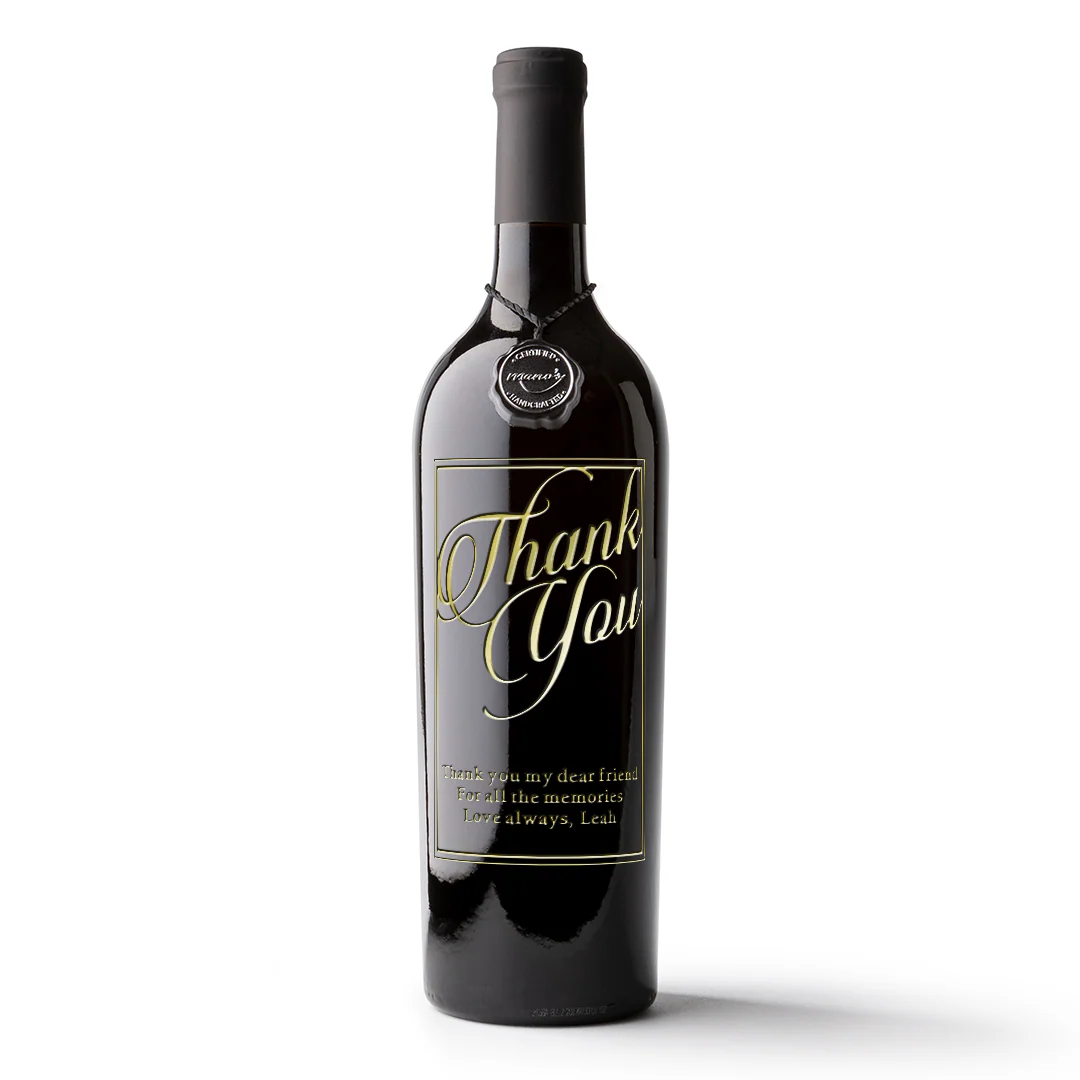 Thank You Script Custom Etched Wine - Image 5