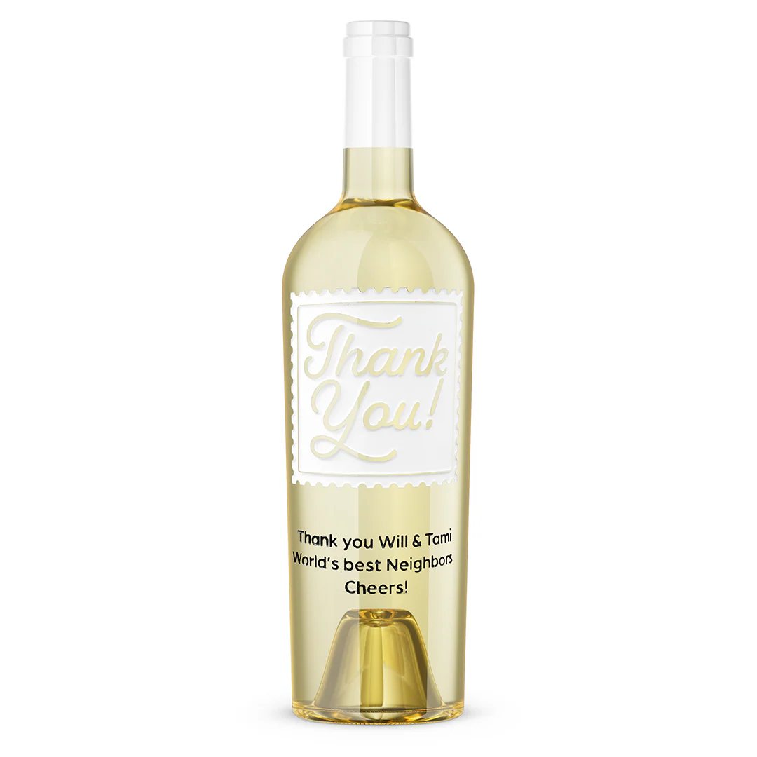 Thank You Stamp Chardonnay Custom Etched Wine