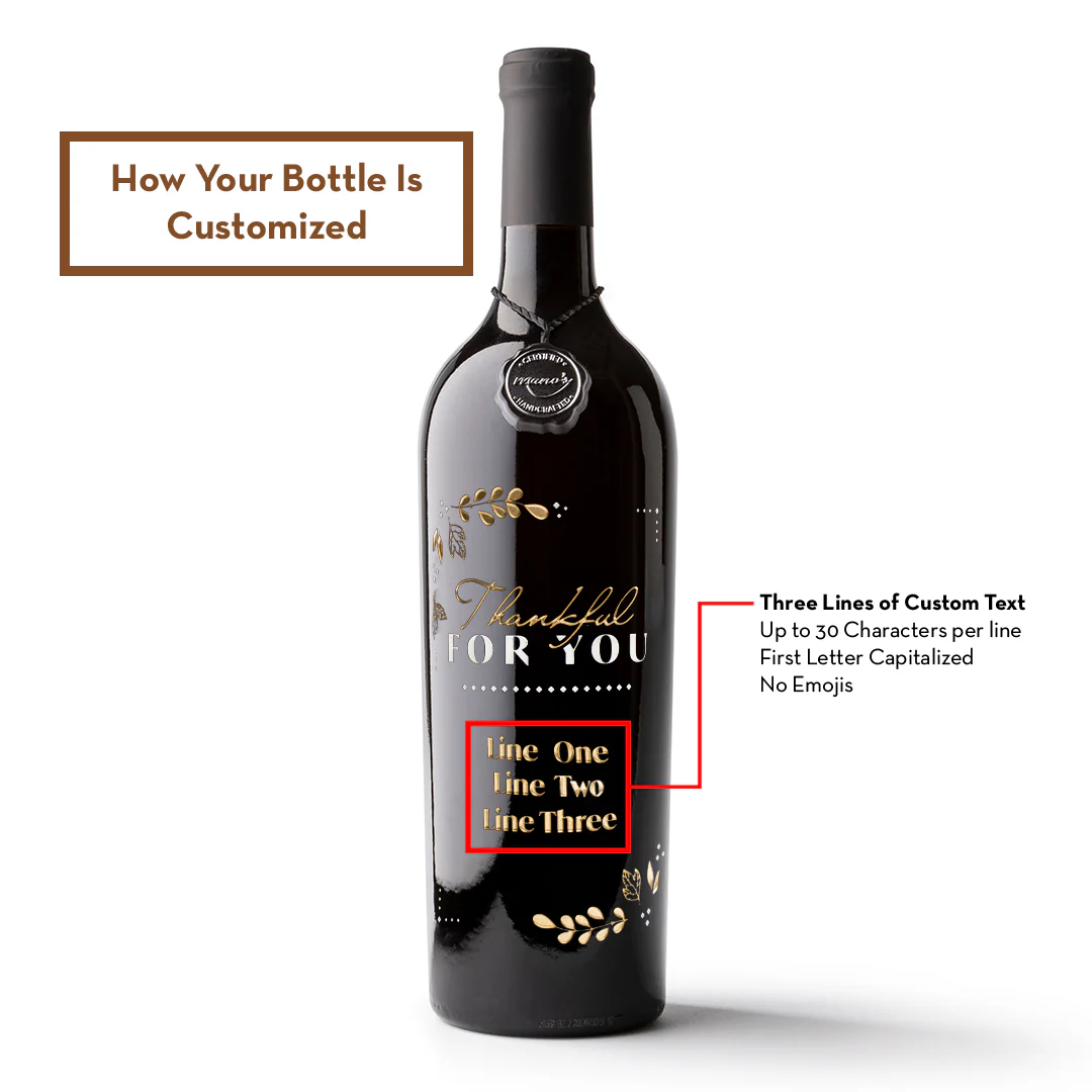 Thankful for You Custom Etched Wine - Image 2