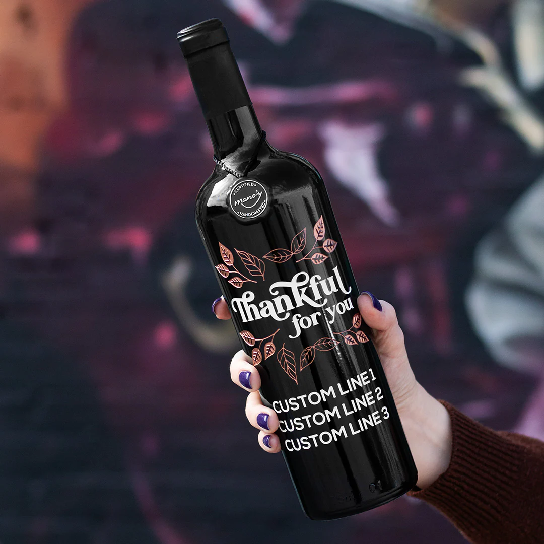 Thanksgiving Thankful for You Custom Etched Wine - Image 2
