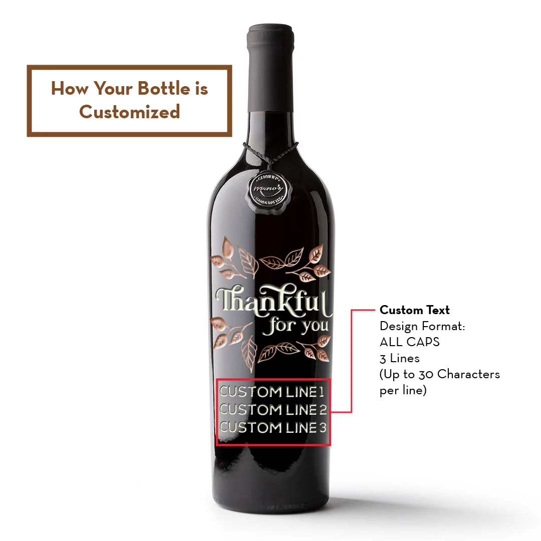 Thanksgiving Thankful for You Custom Etched Wine - Image 4