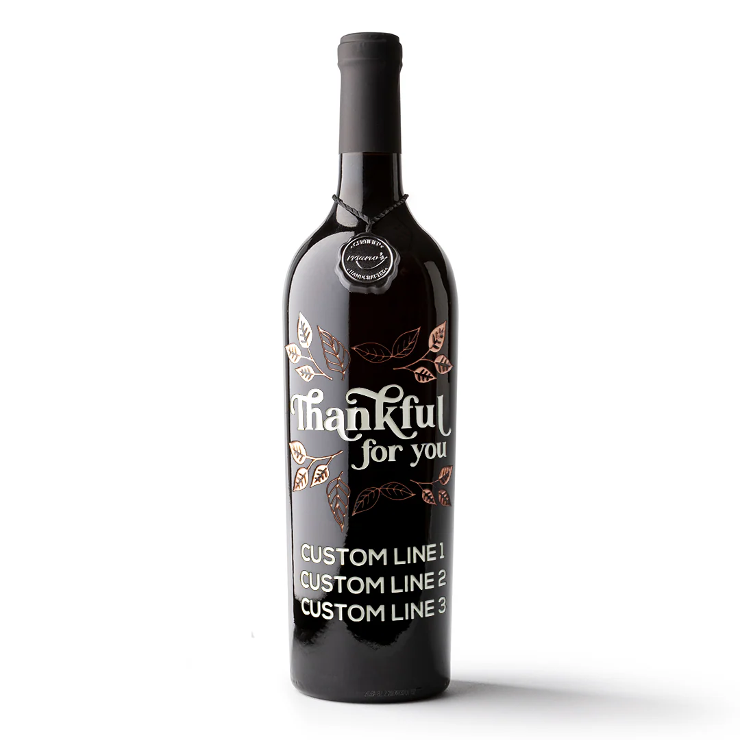 Thanksgiving Thankful for You Custom Etched Wine - Image 5
