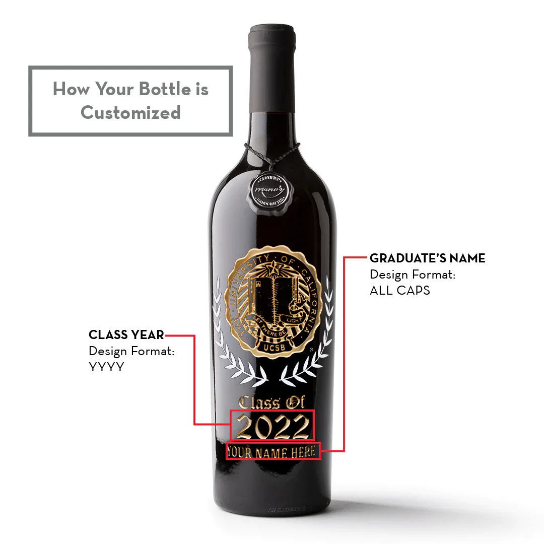 UC Santa Barbara Commemorative Graduate Etched Wine - Image 3