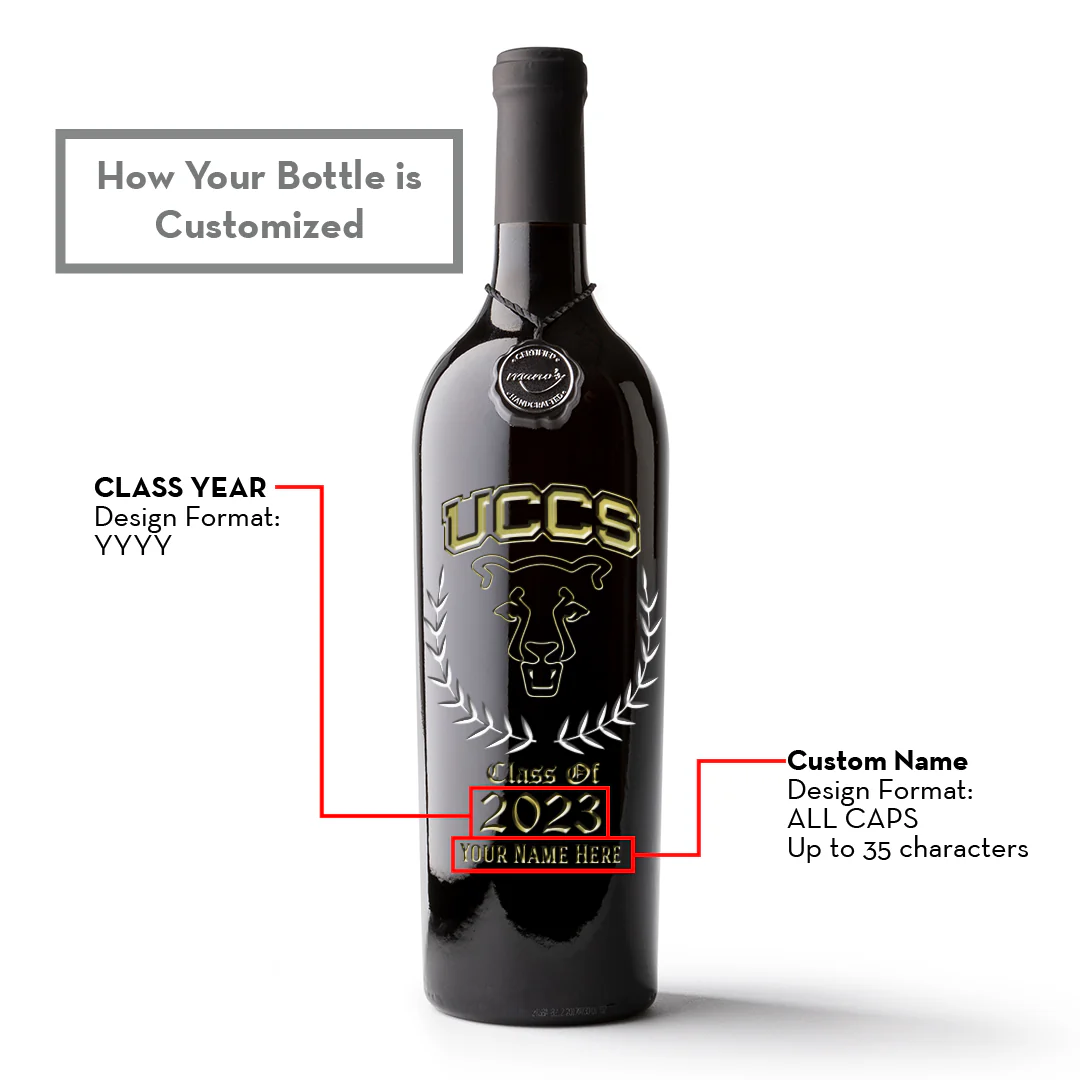 University of Colorado Colorado Springs Custom Alumni Etched Wine - Image 2
