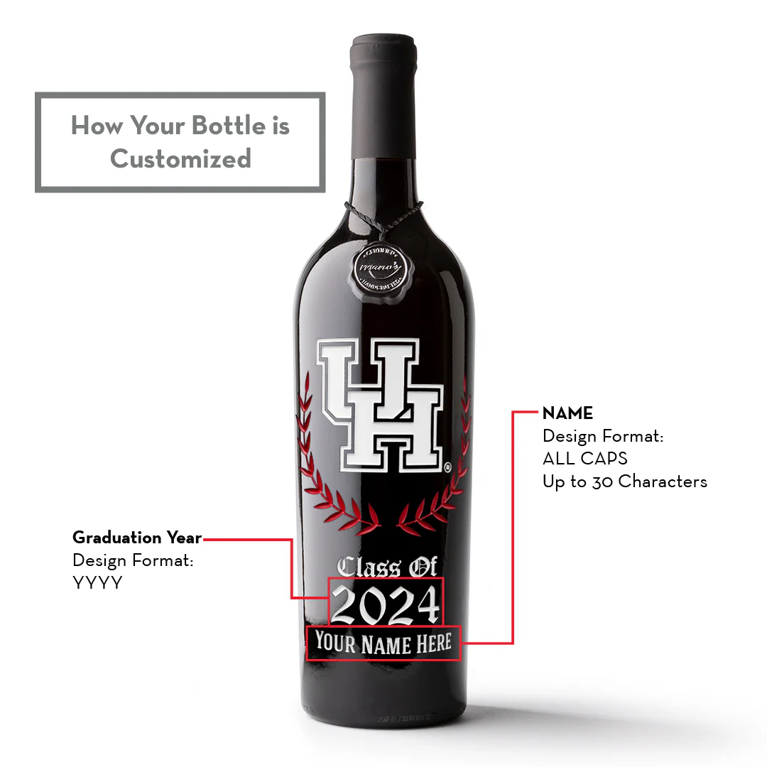 University of Houston Custom Alumni Etched Wine - Image 3