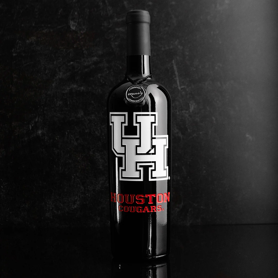 University of Houston Logo Etched Wine - Image 2