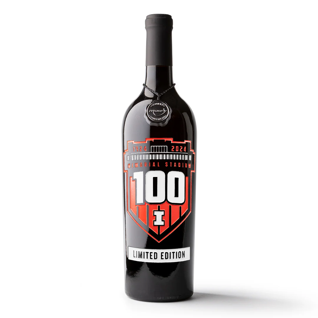 University of Illinois 100 Year Etched Wine Bottle