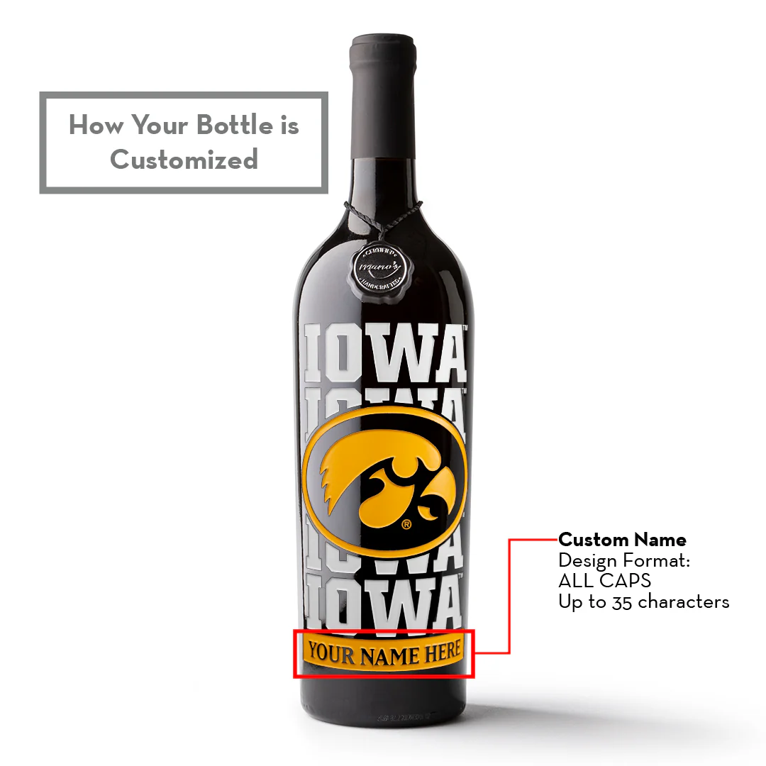 University of Iowa Logos Custom Name Etched Wine - Image 3