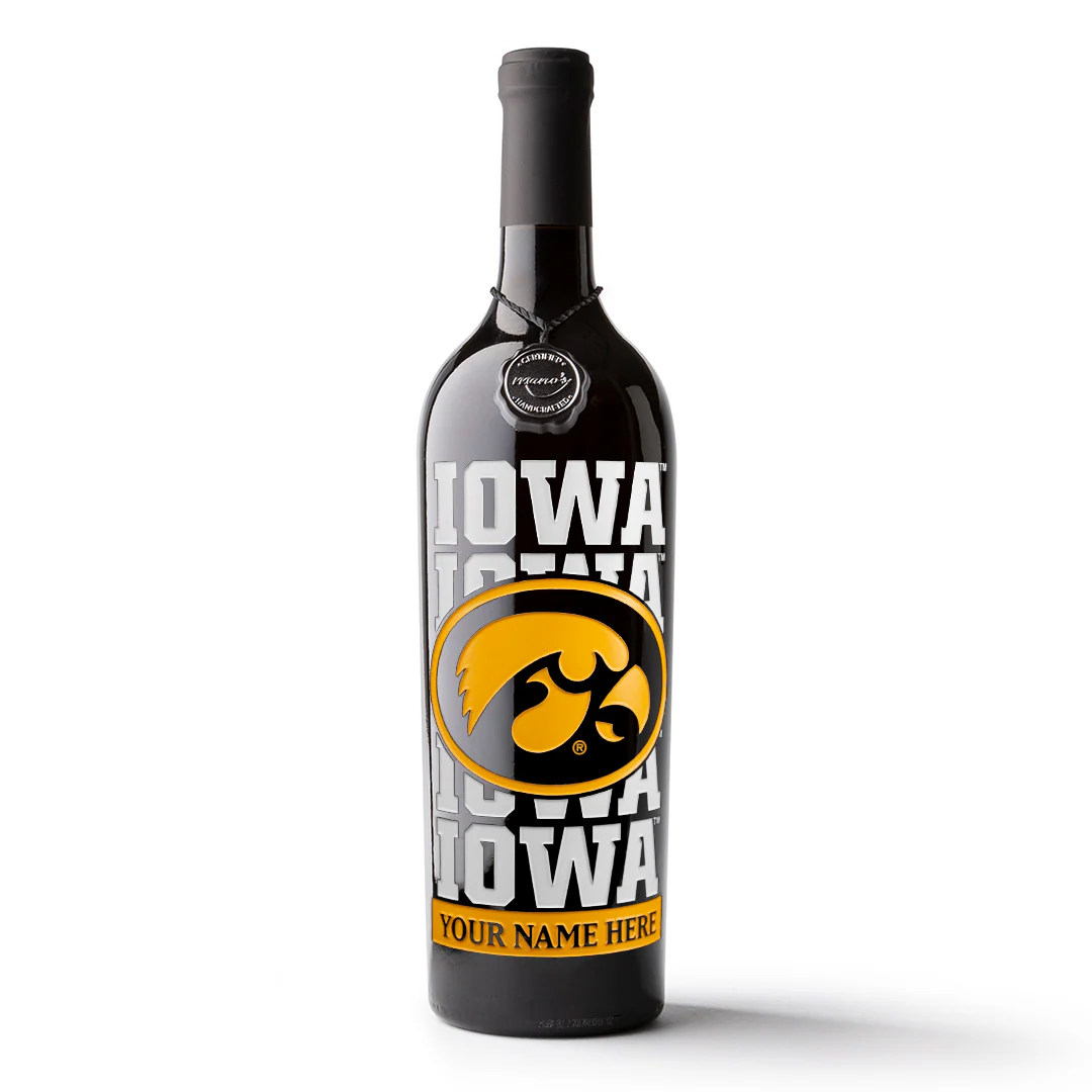 University of Iowa Logos Custom Name Etched Wine - Image 5