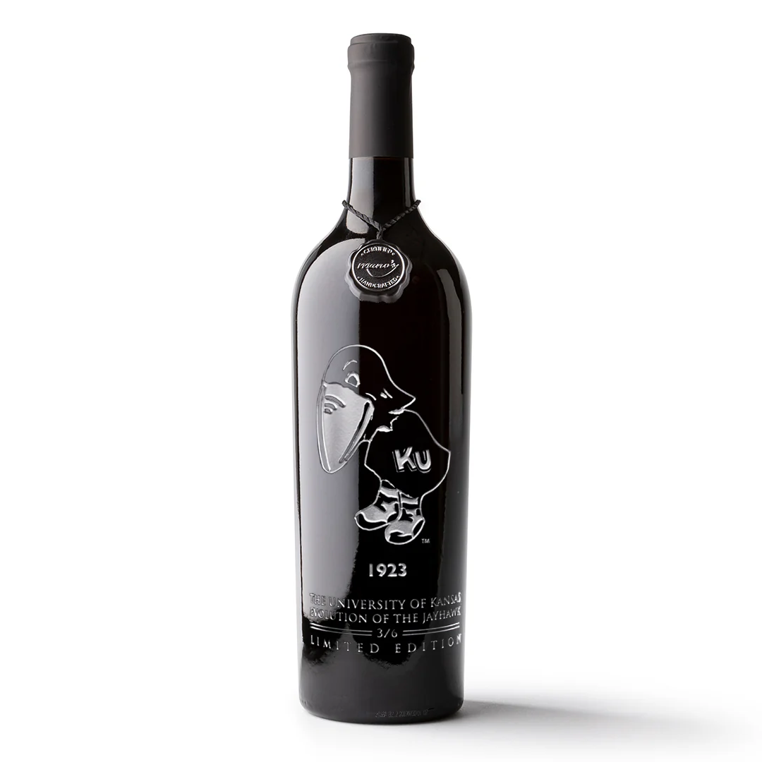 University of Kansas Evolution 1923 Etched Wine