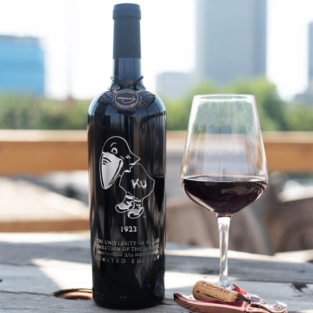 University of Kansas Evolution 1923 Etched Wine - Image 3
