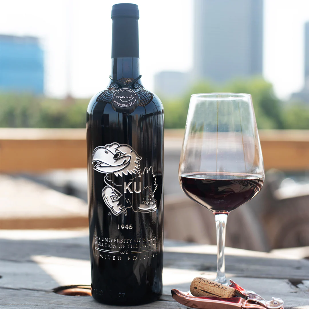 University of Kansas Evolution 1946 Etched Wine - Image 3