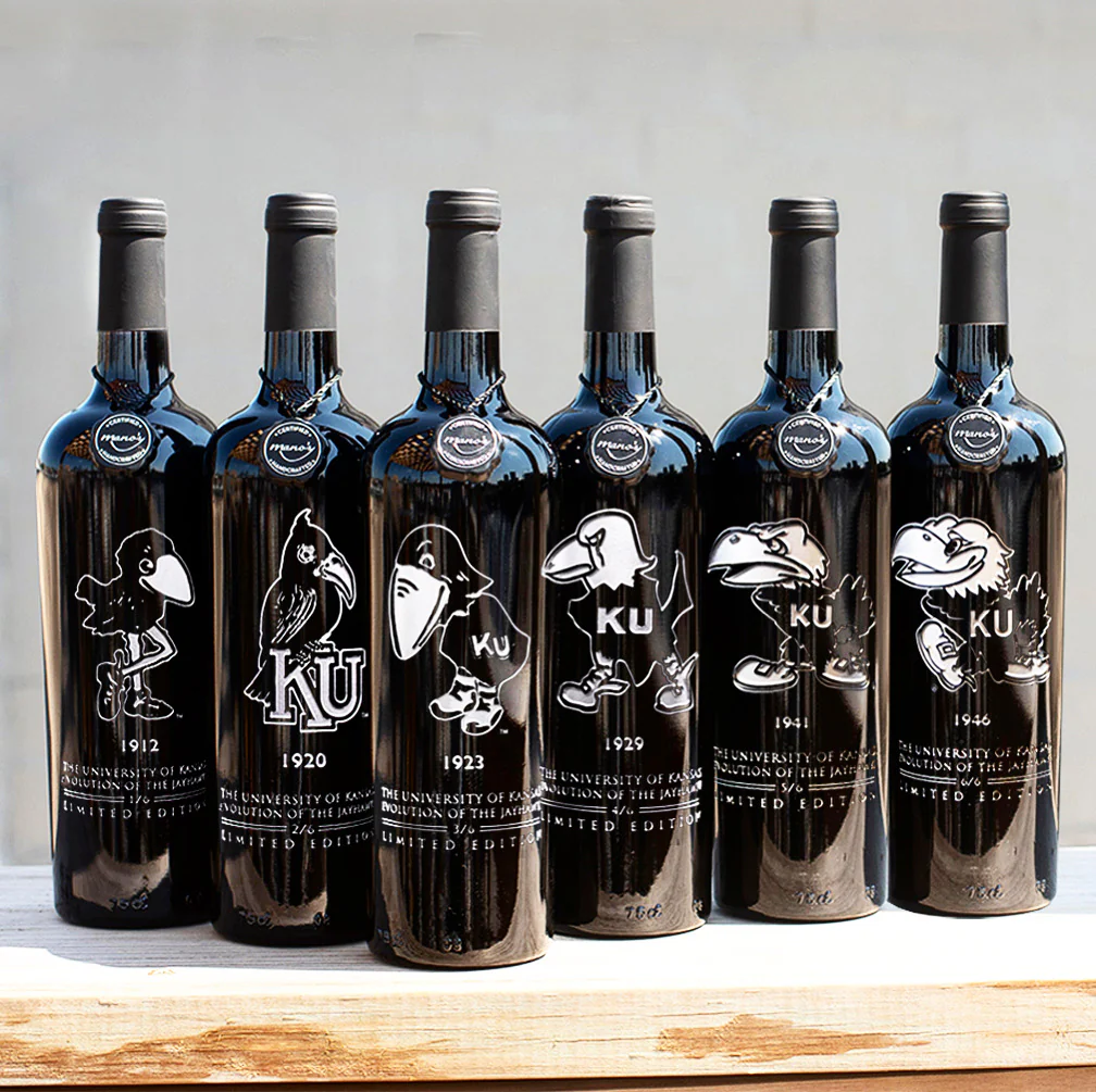 University of Kansas Evolution Etched Wine 6 Pack - Image 2