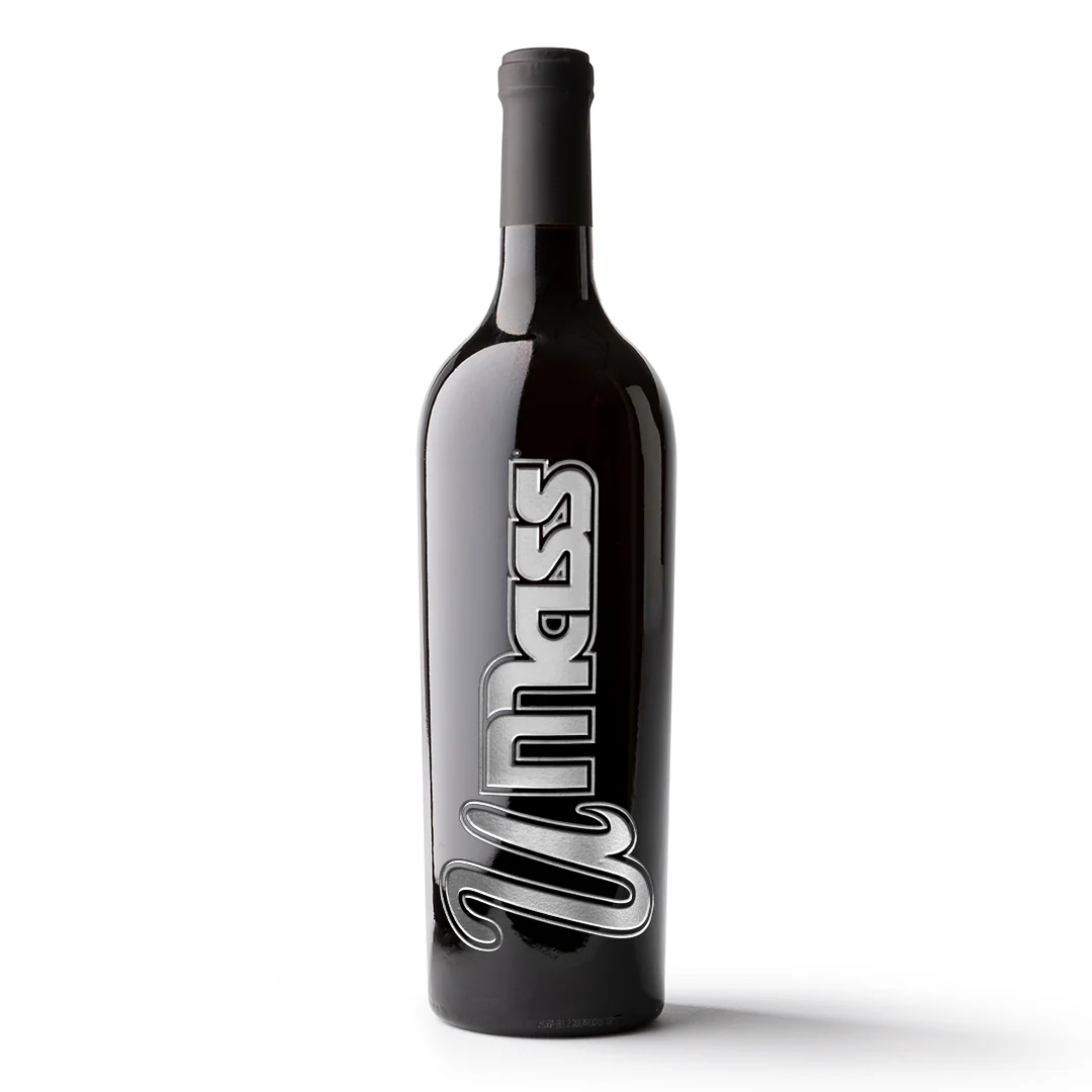 University of Massachusetts Retro Logo Etched Wine