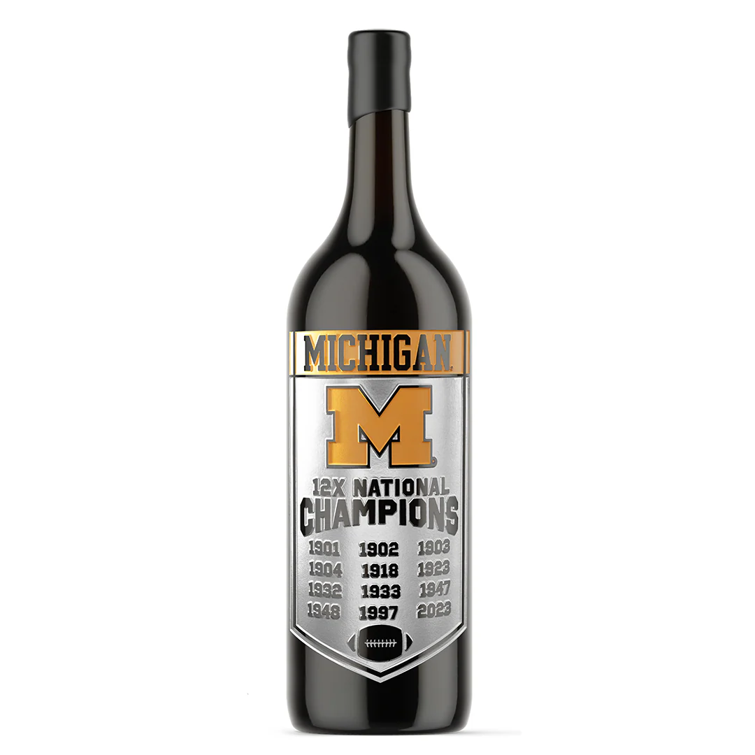 University of Michigan 12x National Champions 3L Etched Wine