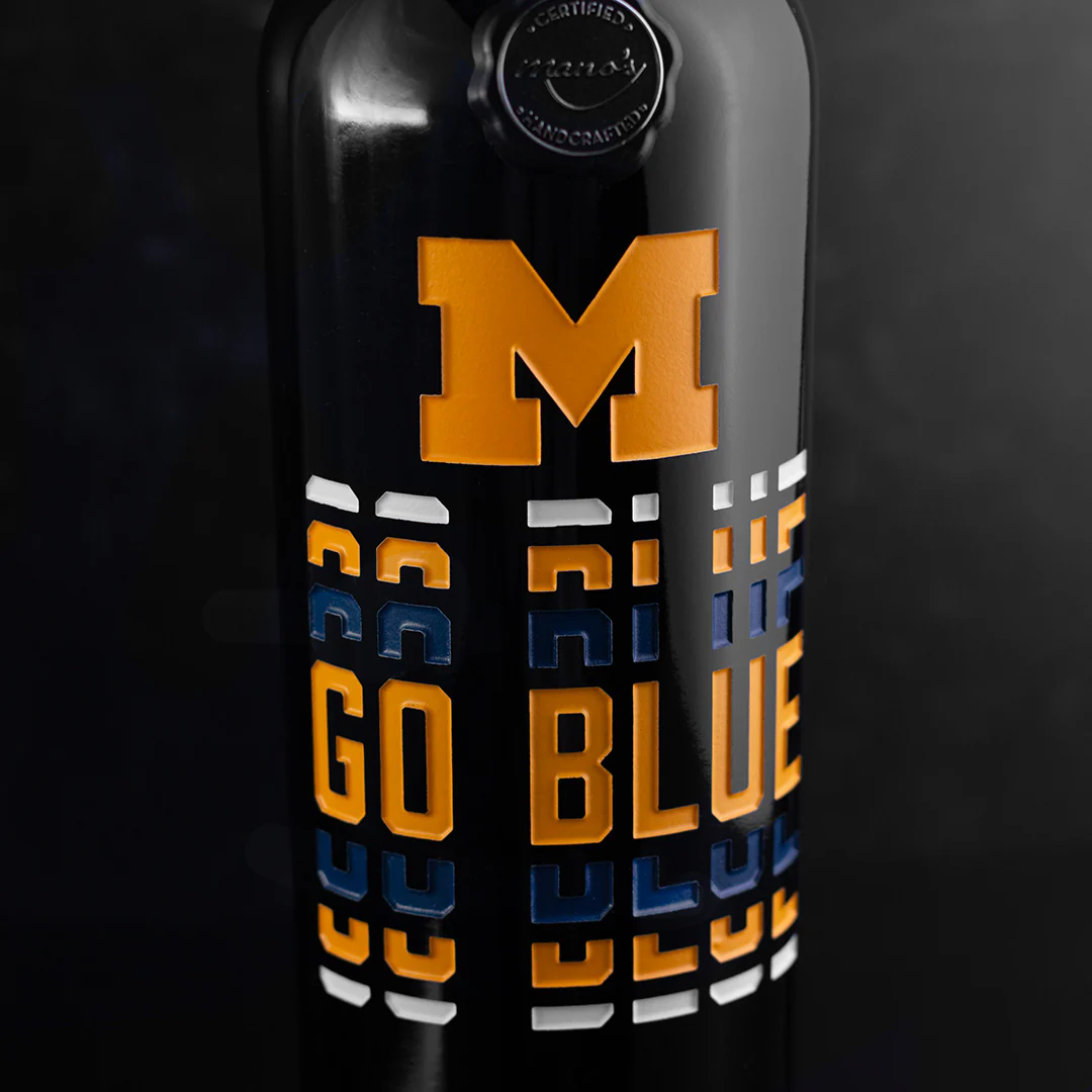 University of Michigan Go Blue Etched Wine - Image 2