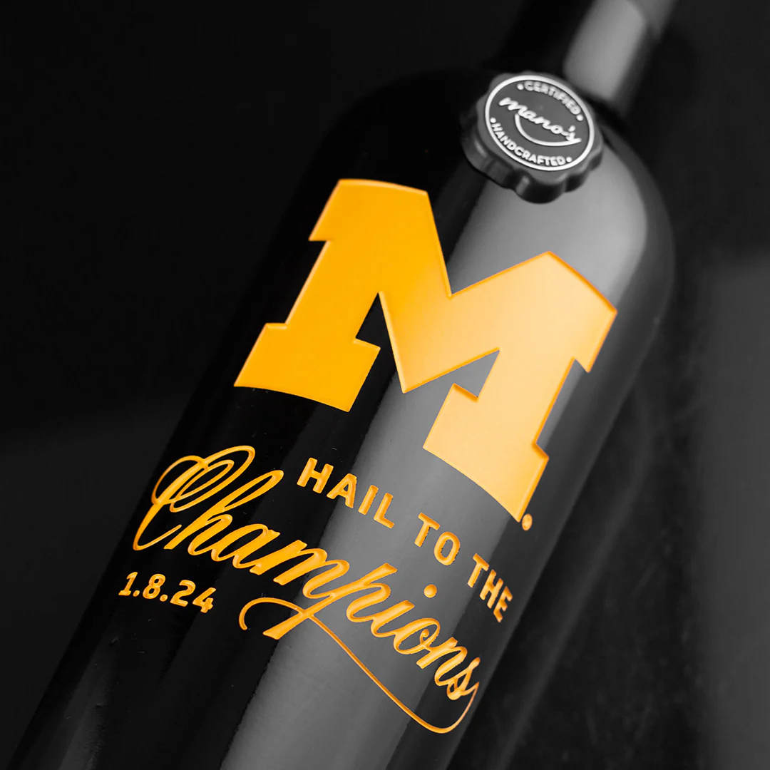 University of Michigan 2023 National Football Hail to the Champions Etched Wine - Image 2