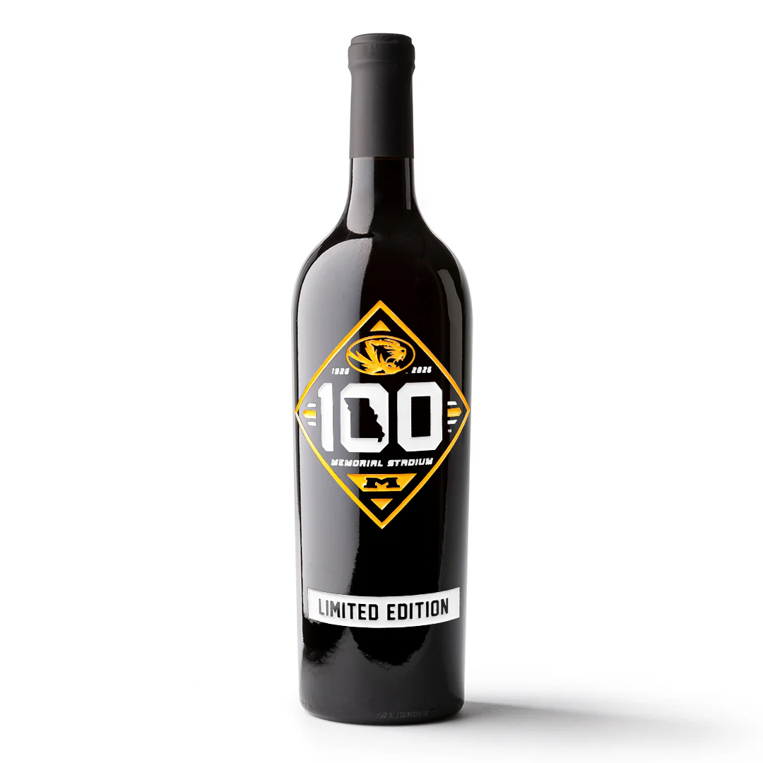 University of Missouri Memorial Stadium 100 Year Etched Wine