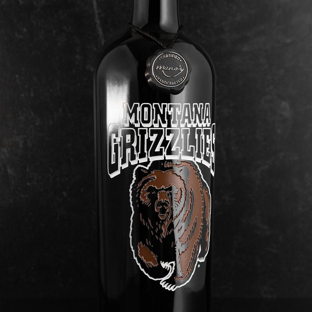 University of Montana Grizzlies Logo Etched Wine - Image 3