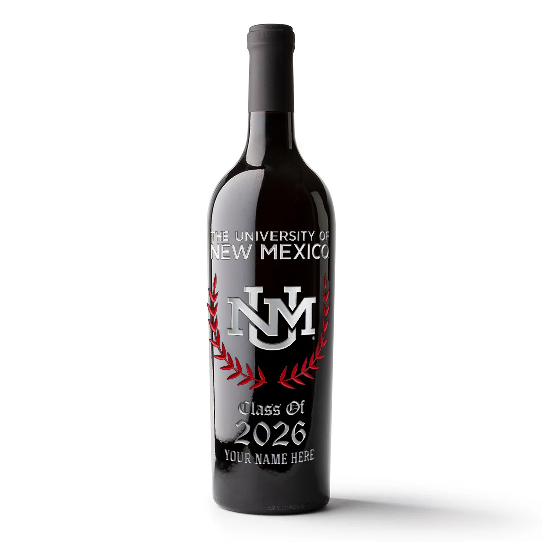 University of New Mexico Custom Alumni Etched Wine