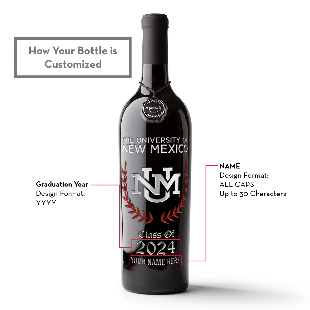 University of New Mexico Custom Alumni Etched Wine - Image 2