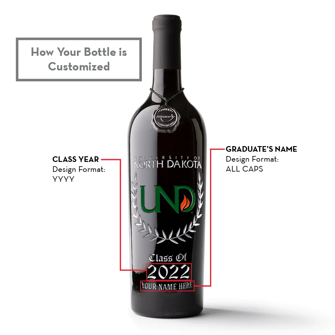 University of North Dakota Custom Alumni Etched Wine - Image 2