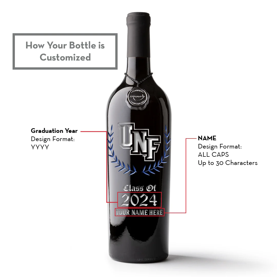 University of North Florida Custom Alumni Etched Wine - Image 2