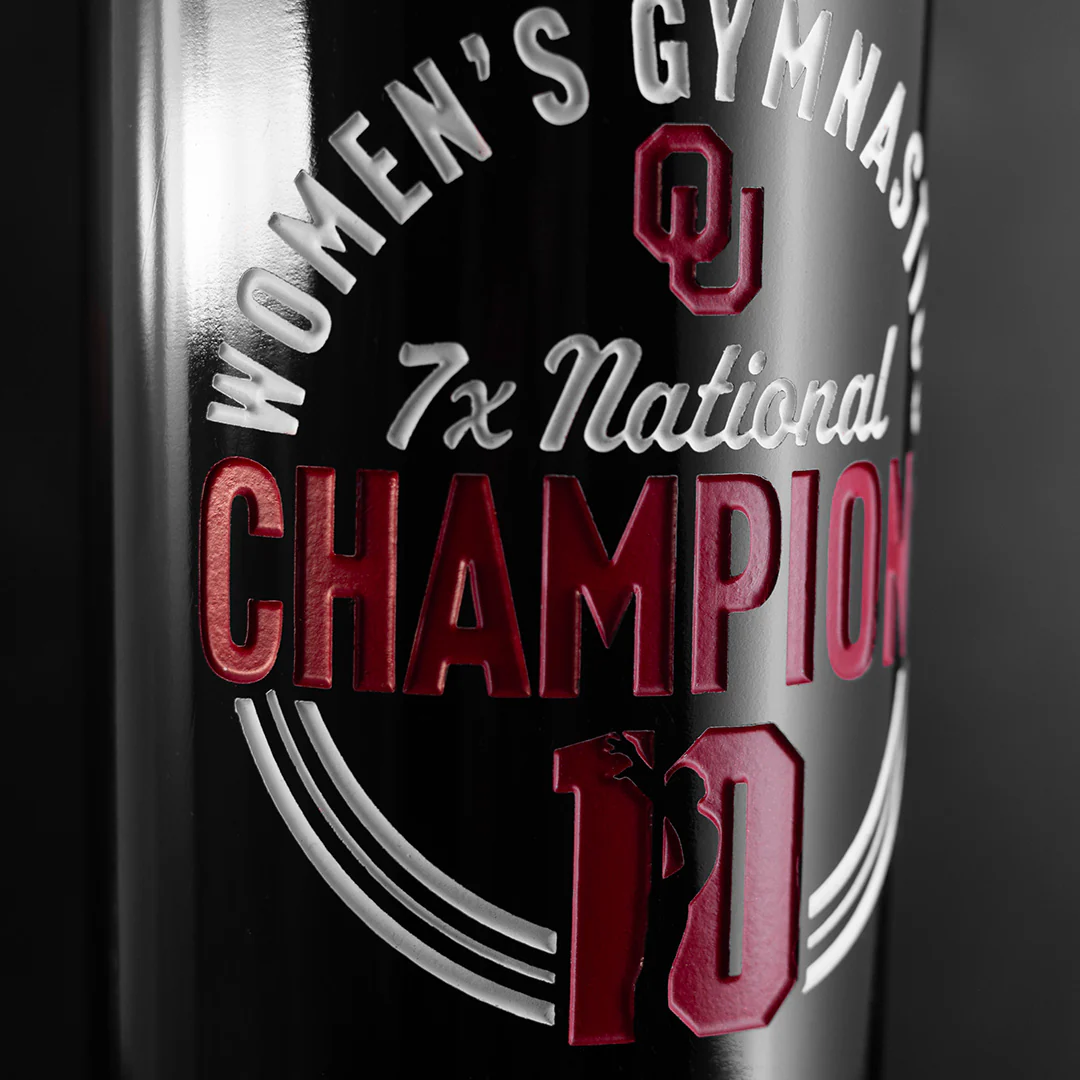 University of Oklahoma Women's Gymnastics 7x Champions Etched Wine - Image 5