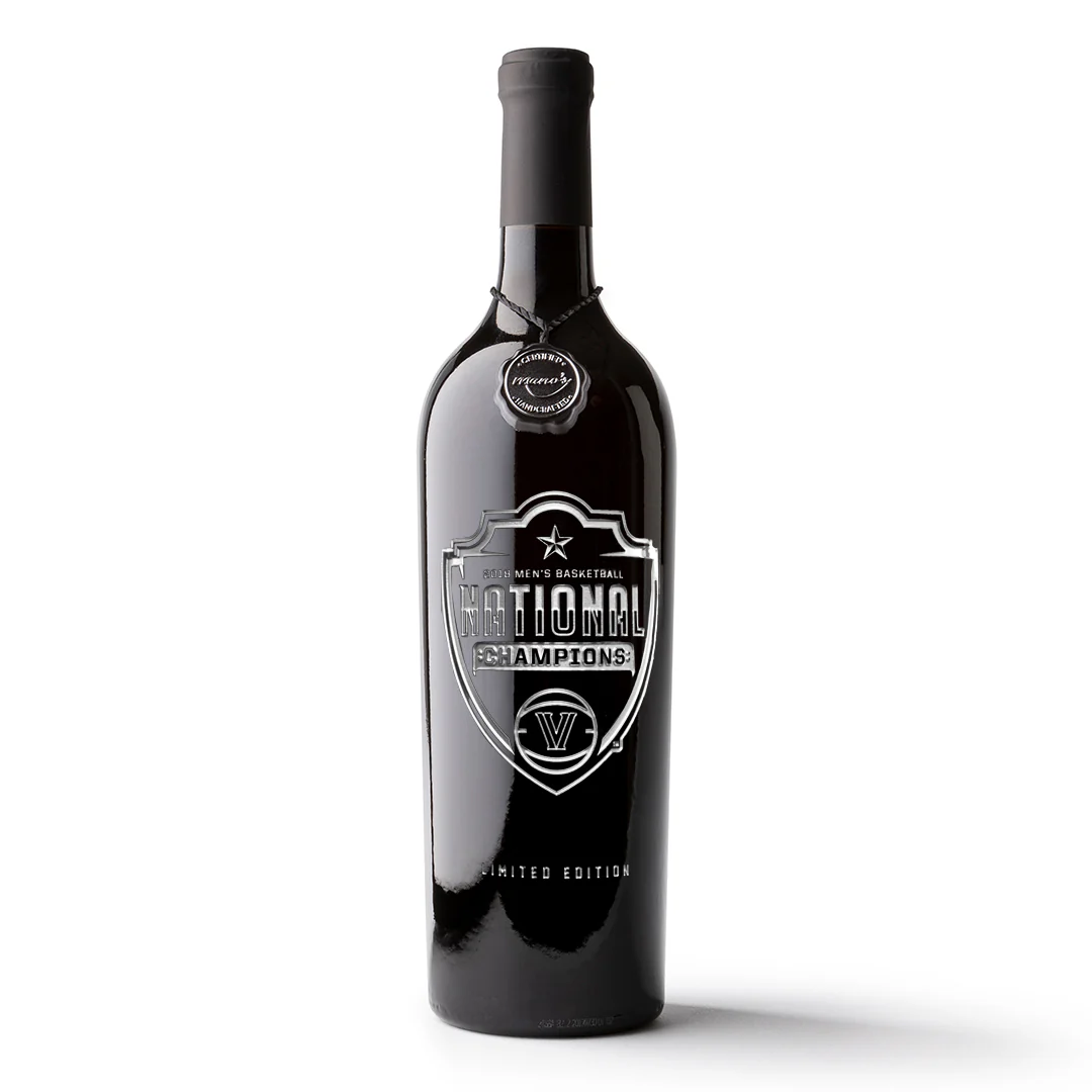 Villanova 2018 National Champions Logo Etched Wine