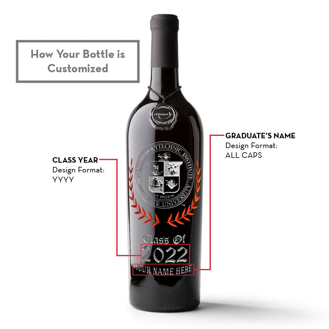 Virginia Tech Custom Alumni Etched Wine - Image 2