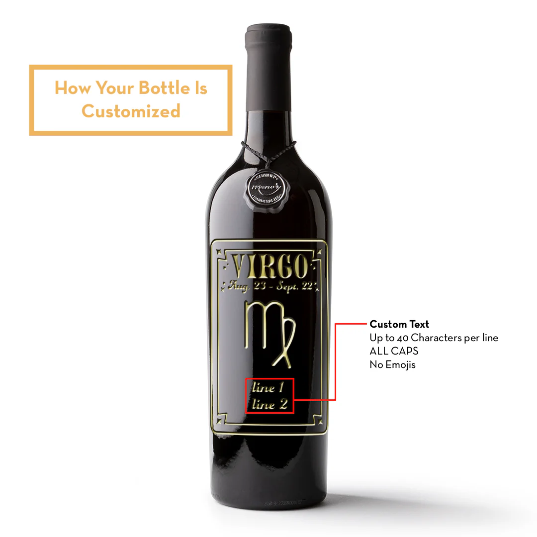 Virgo Custom Etched Wine Bottle - Image 2