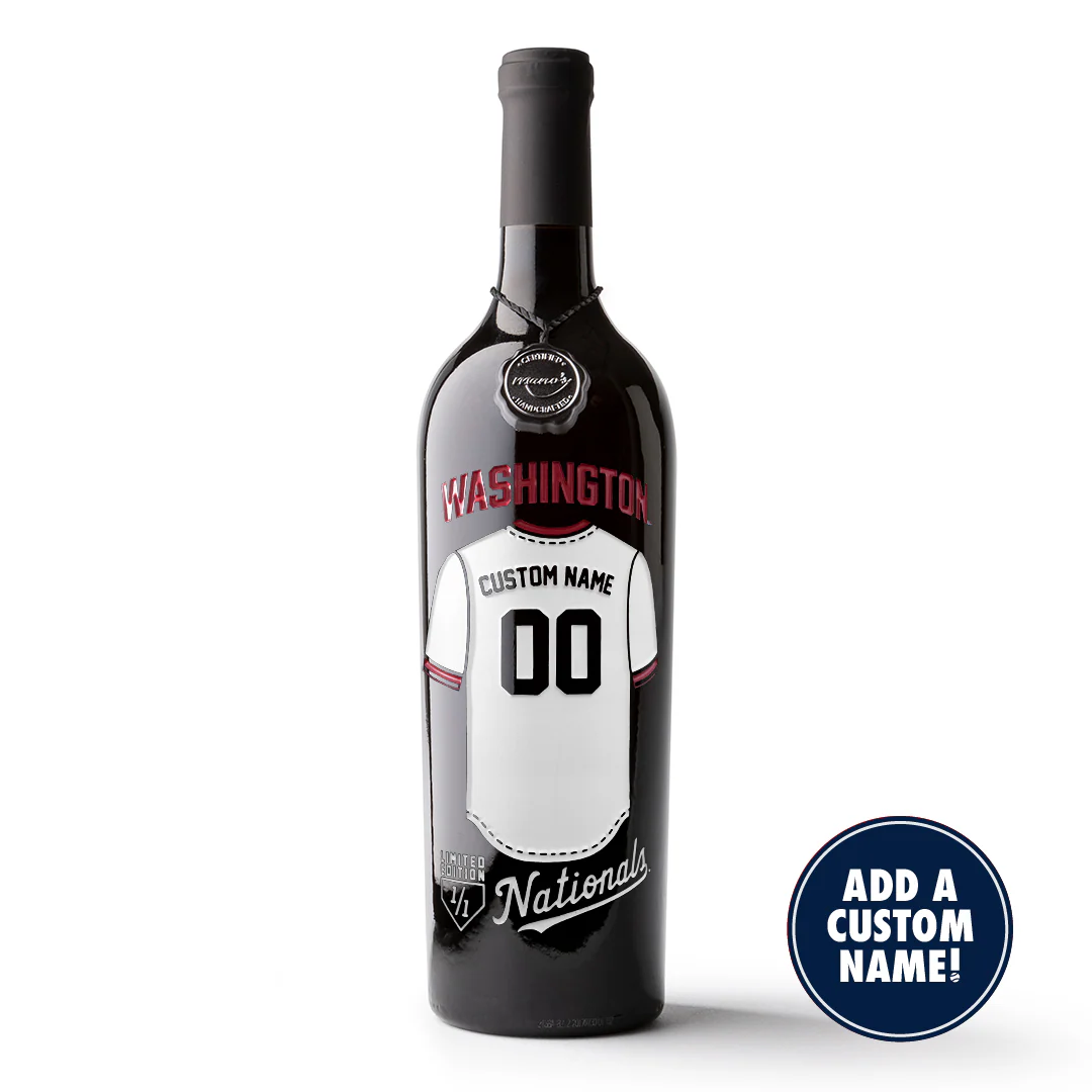 Washington Nationals Custom Jersey Etched Wine