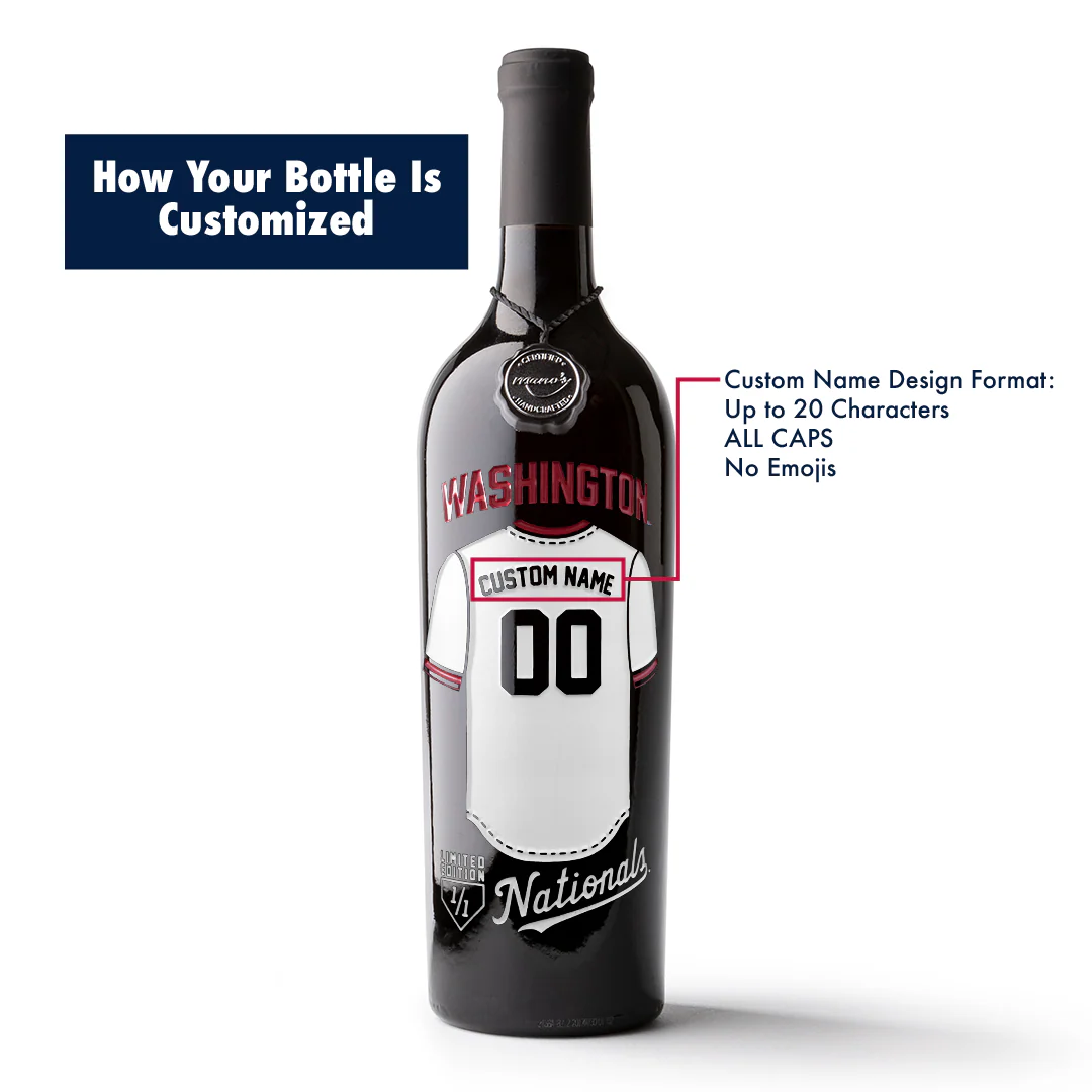 Washington Nationals Custom Jersey Etched Wine - Image 2