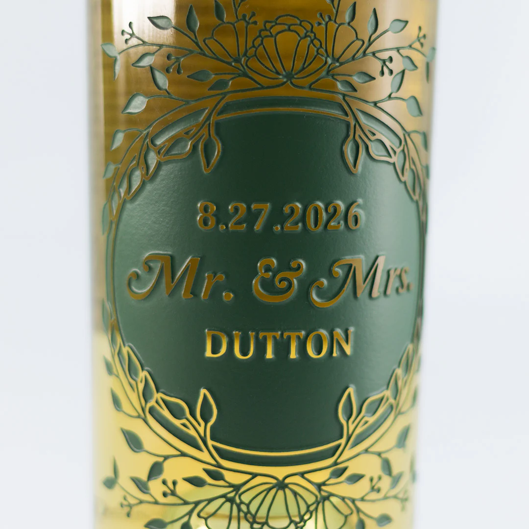 Wedding Foliage Frame Chardonnay Custom Etched Wine - Image 4
