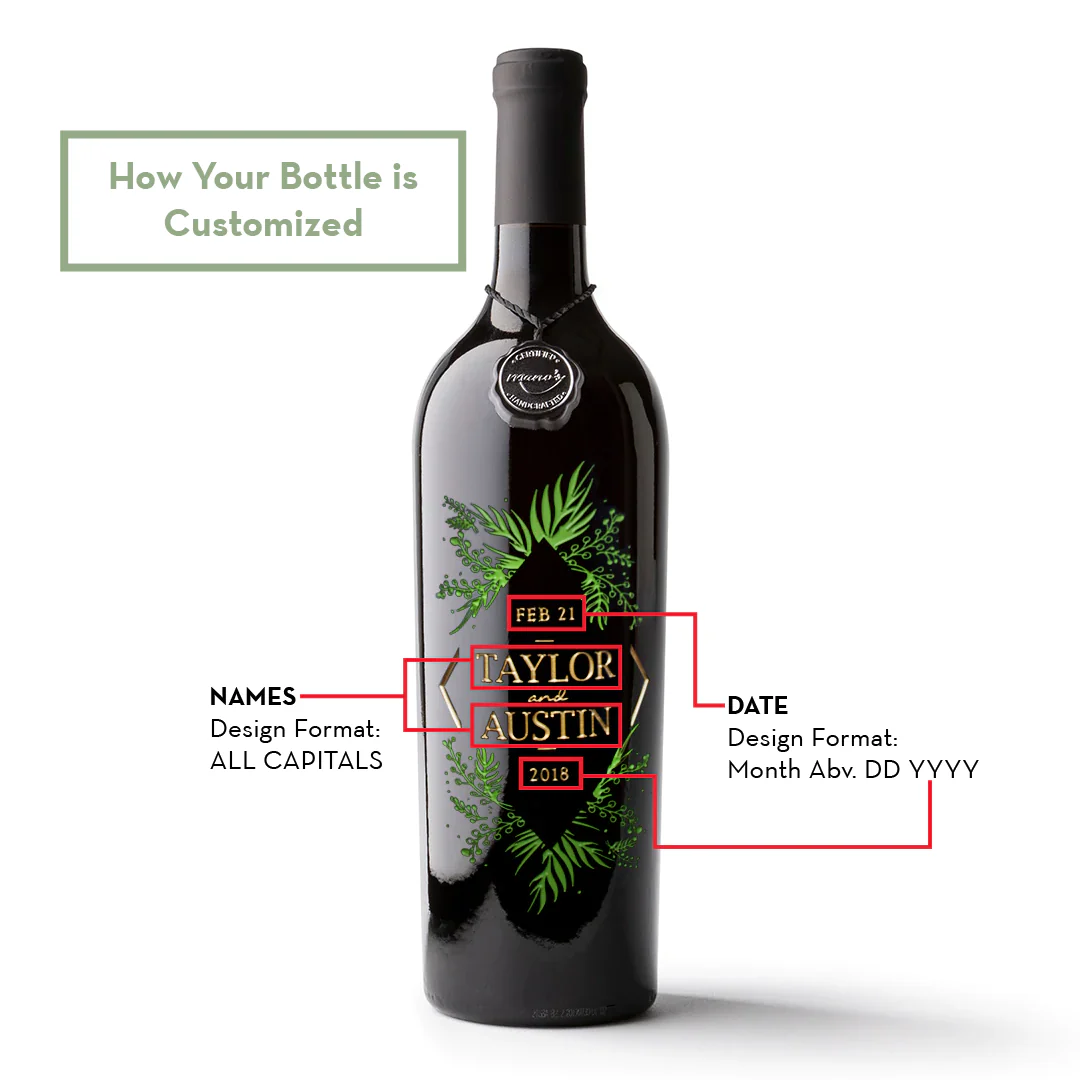 Wedding Foliage Frame Custom Etched Wine Bottle - Image 3