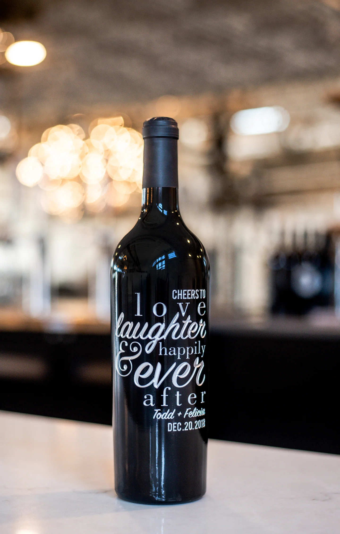 Wedding Love Laughter Custom Etched Wine Bottle - Image 6