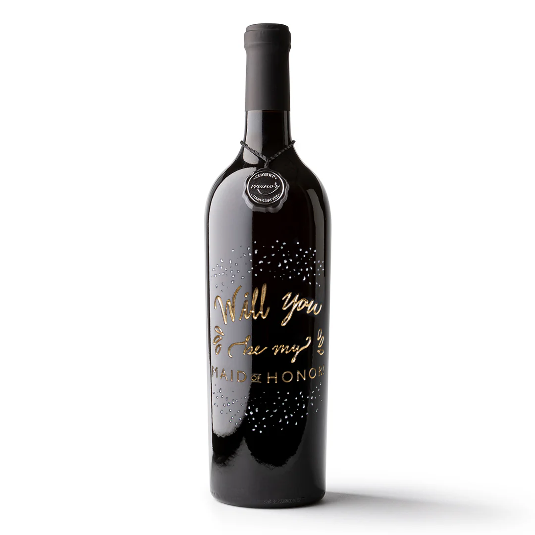 Maid of Honor Etched Wine Bottle