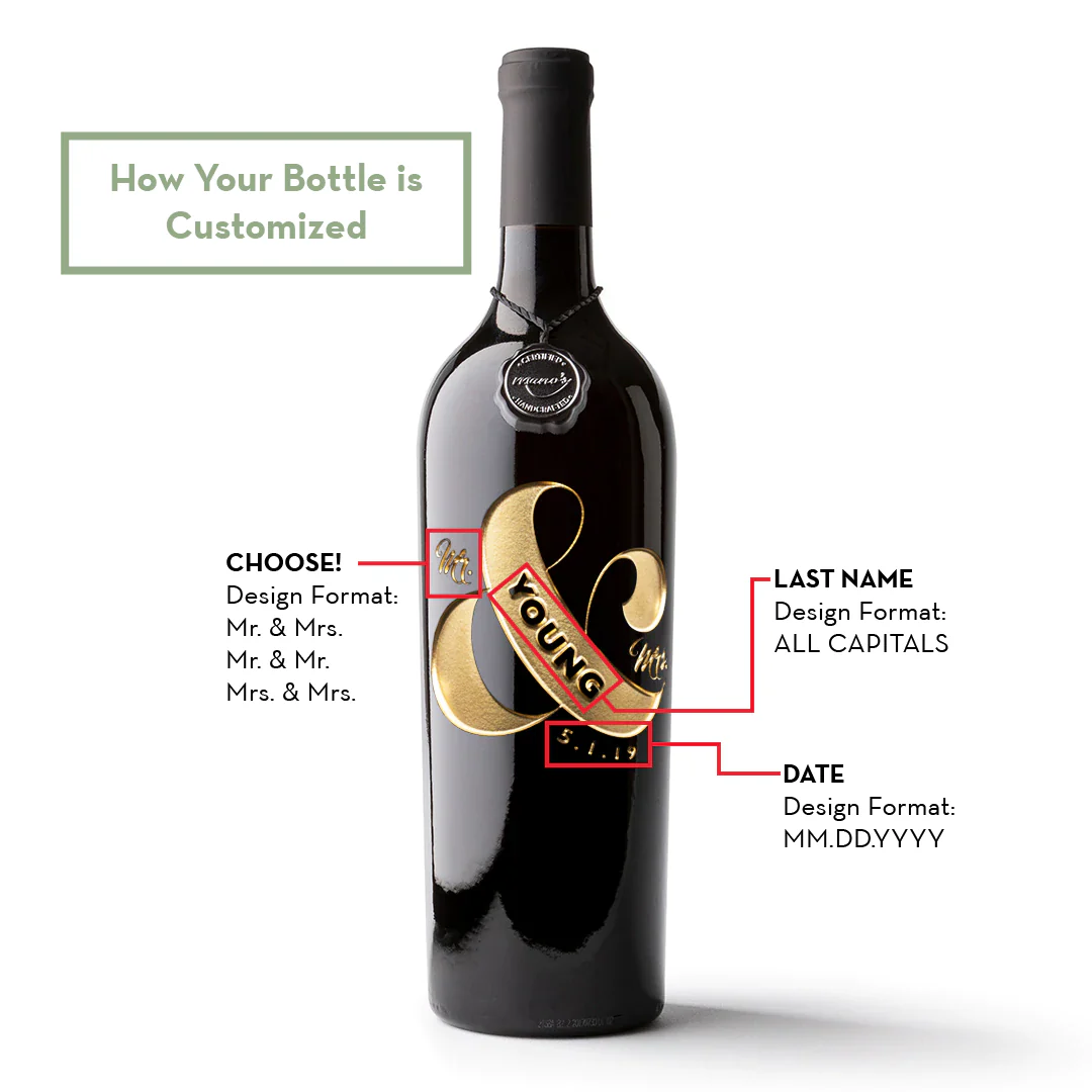 Mr & Mrs Custom Etched Wine Bottle - Image 4