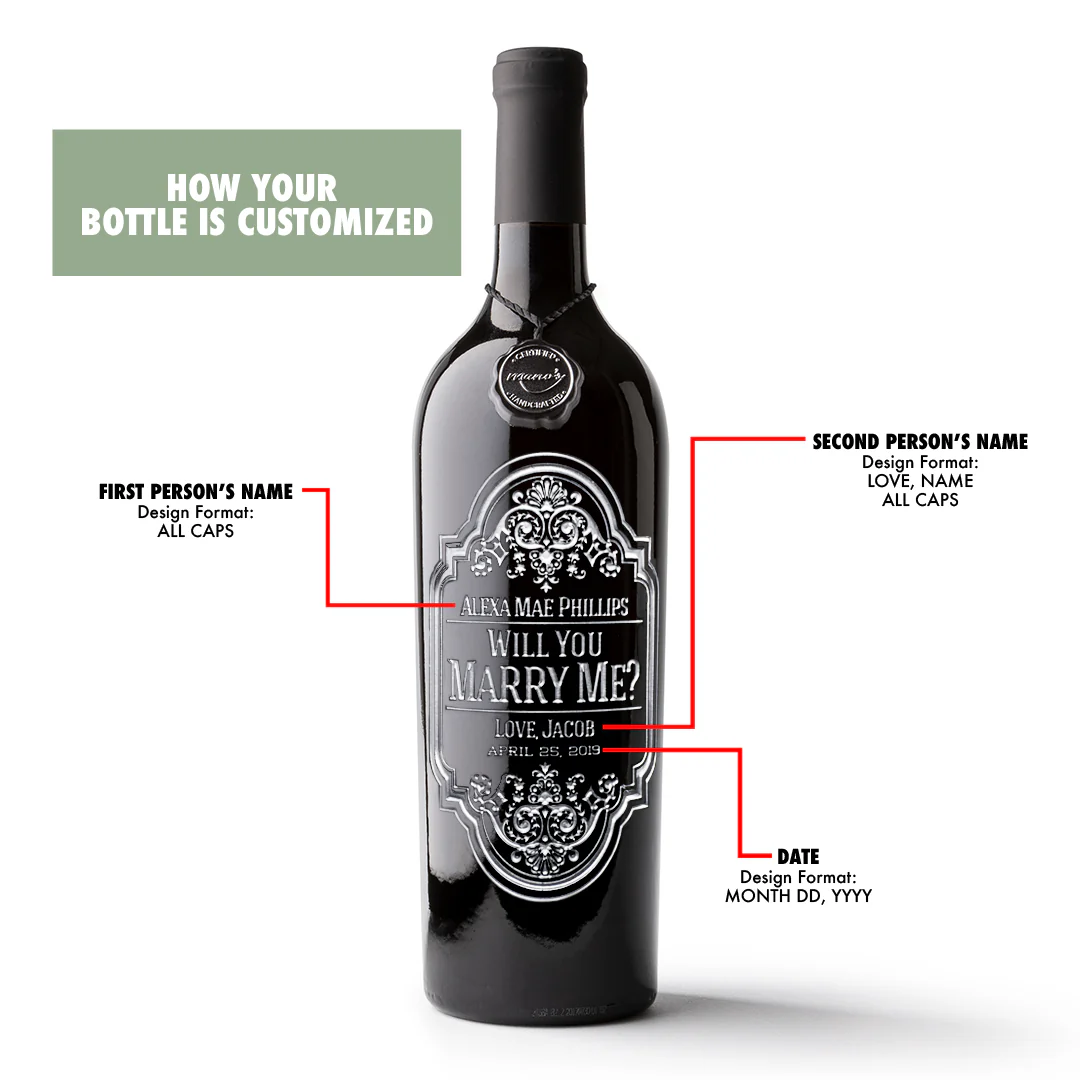 Will You Marry Me? Custom Etched Wine Bottle - Image 3