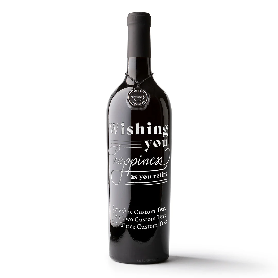 Wishing You Happiness Custom Retirement Etched Wine - Image 3